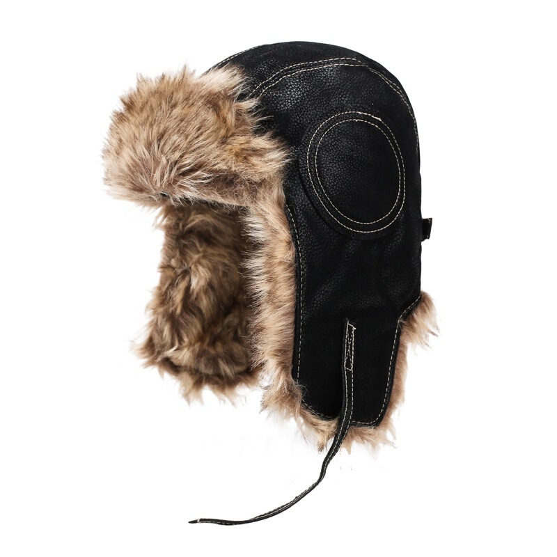 Windproof and thickened winter hat, imitation leather, warm, cross-border, ear-protecting, pilot-style hat for men and women Windproof and thickened winter hat, imitation leather, warm, cross-border, ear-protecting, pilot-style hat for men and women