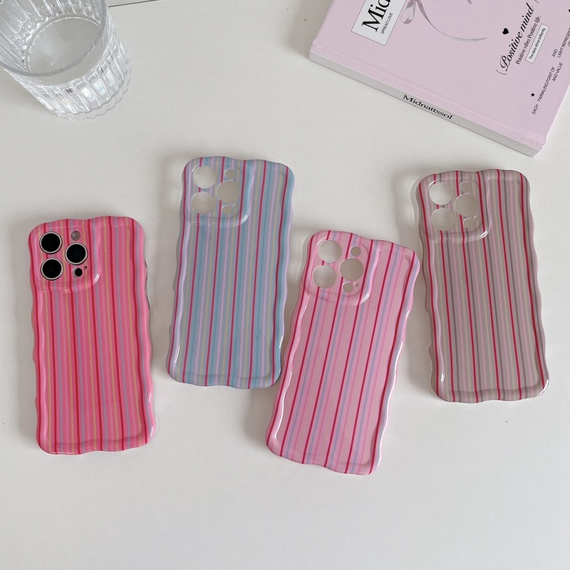韩系ins彩色条纹适用iPhone16pro max苹果17手机壳14/15波浪壳IMD|undefined
