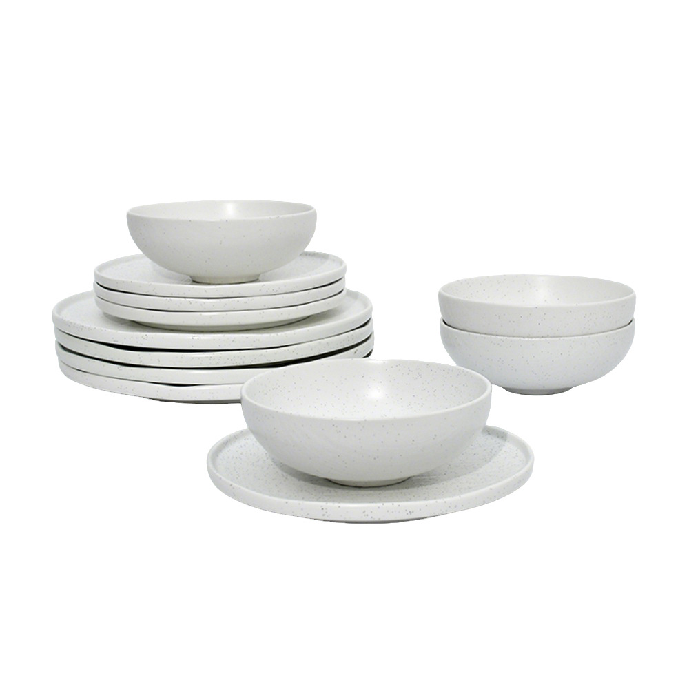 Conjunto de cubiertos de cerámica blanca de 12 piezas para cubiertos domésticos diarios image 2