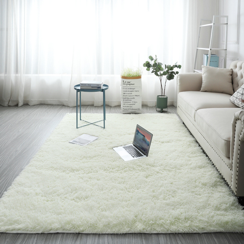 simple alfombra de sala de estar seda doméstica dormitorio chica alfombra de pelo largo mantas de cama estampado sofás de peluche cojín de mesa de té