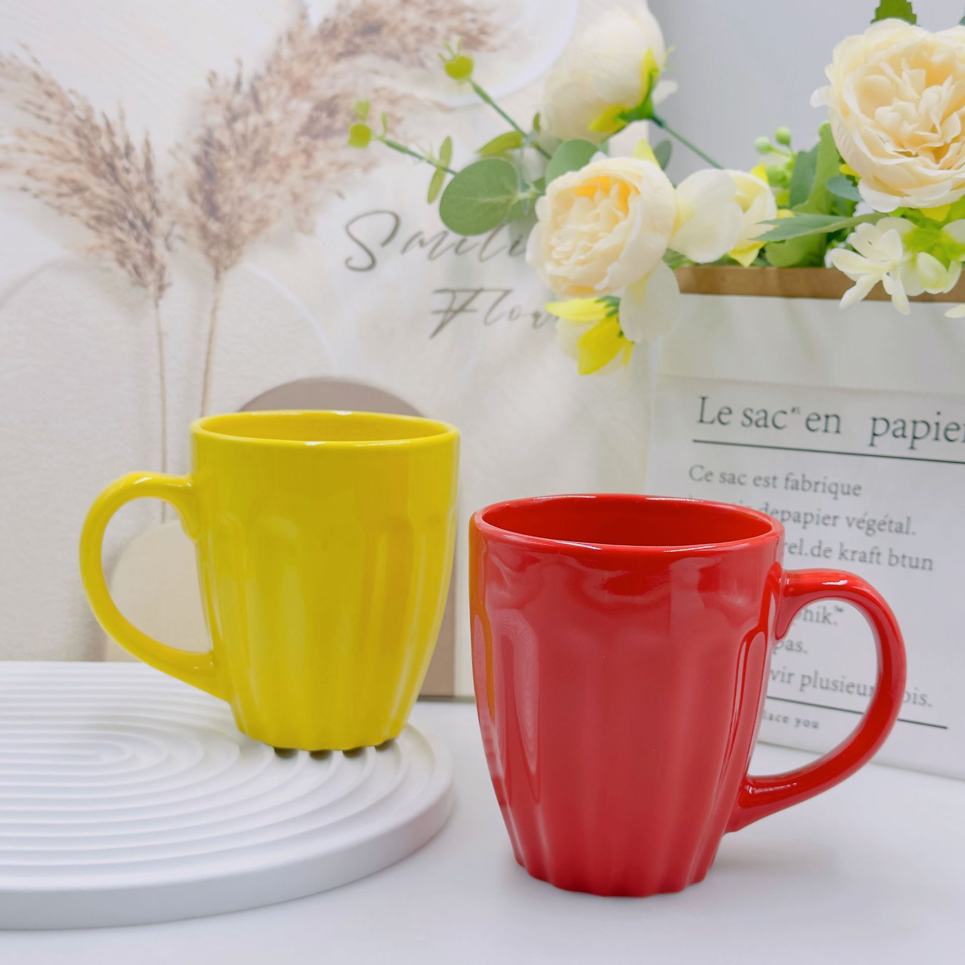 Taza de cerámica de gran capacidad, taza de café, taza de desayuno de leche con logotipo para regalos comerciales resistentes a altas temperaturas