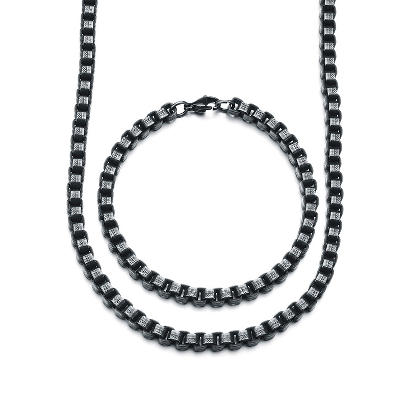 retro trend black stainless steel necklacepicture6