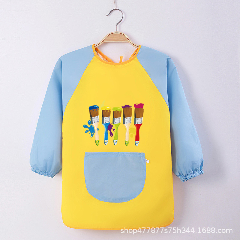 Abrigo DE LOS NIÑOS impermeable arte kindergarten pintura ropa publicidad inversa ropa impresa logo manga larga delantal vestido inverso