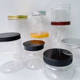 样品 pet塑料易拉罐透明食品罐水晶盖铝盖 零食海鲜花茶瓶子批发