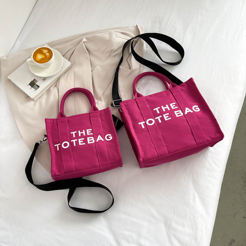 New Women's Handbag Canvas Cross-border THETOTEBAG Large Capacity Fashion Simple Lightweight Small Square Bag