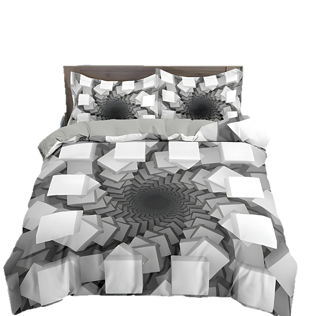 TEMU / JIT Abstract 3D Digital Printed Colchón Colchón Kit de ropa de cama para dibujar