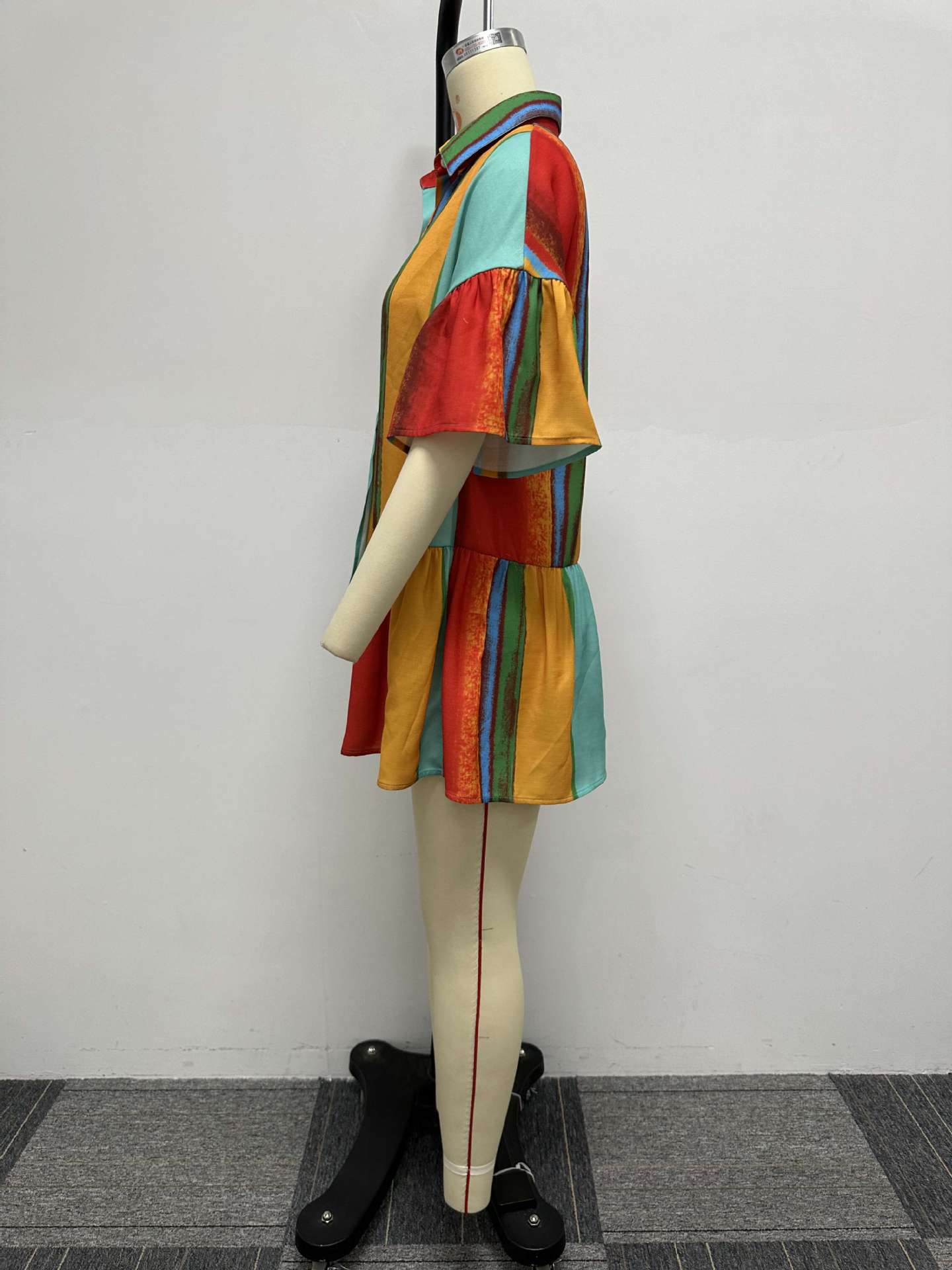 Slim Fit Printed Color Contrast Patchwork Short Dress Colorful Coat Short Sleeve Shirt Dress 6 Slim Fit Printed Color Contrast Patchwork Short Dress Colorful Coat Short Sleeve Shirt Dress