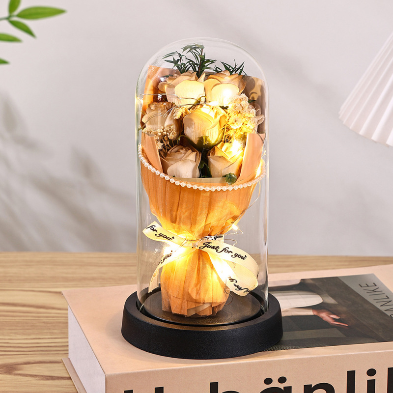 中国のバレンタインデーのギフトパールエッジ永遠の花ローズガラスカバークロスボーダー誕生日ギフト装飾品教師の日|undefined
