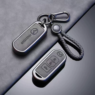 car key case buckle, Car key bag - advanced-gray-zinc-alloy-frame-car-logo-braided-rope-8-shaped-buckle