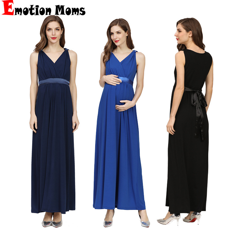 European and American Sleeveless Pregnant Women's Sexy Vest Long Dress V-Neck Nursing dress Photo Evening Dress plus size Women's in stock