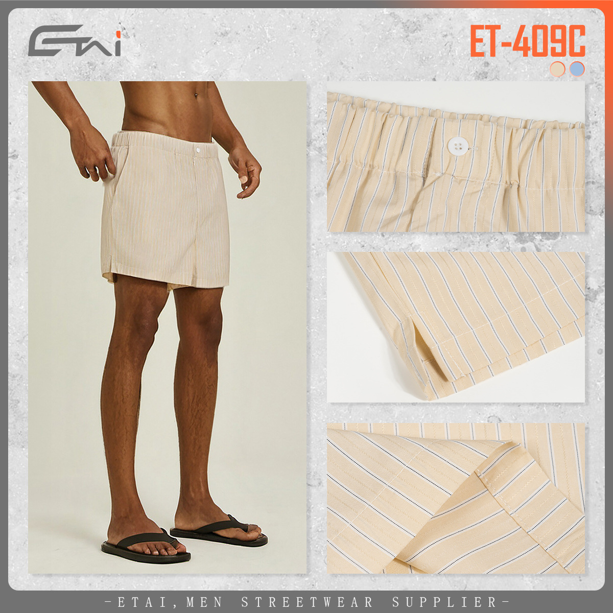 ETAI hombre de verano a rayas pantalones para hombre casual simple de bolsillo suelto pantalones cortos de playa para adolescentes