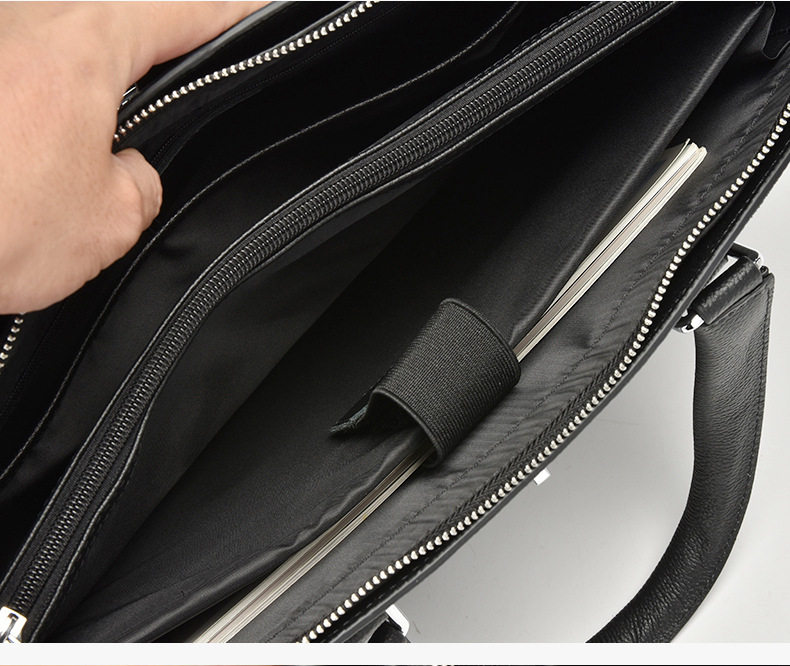 Cặp da nam da bò thật đeo vai đựng laptop 15.6 inch cao cấp sang trọng — Da bò lớp đầu họa tiết kim cương chi tiết 11
