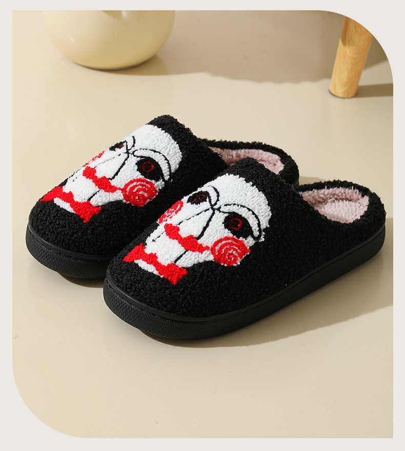 Nuovo Halloween Motosega Orrore Cartone Animato Caldo Inverno per Coppie Casa Interno Pantofole di Cotone_voghion.com