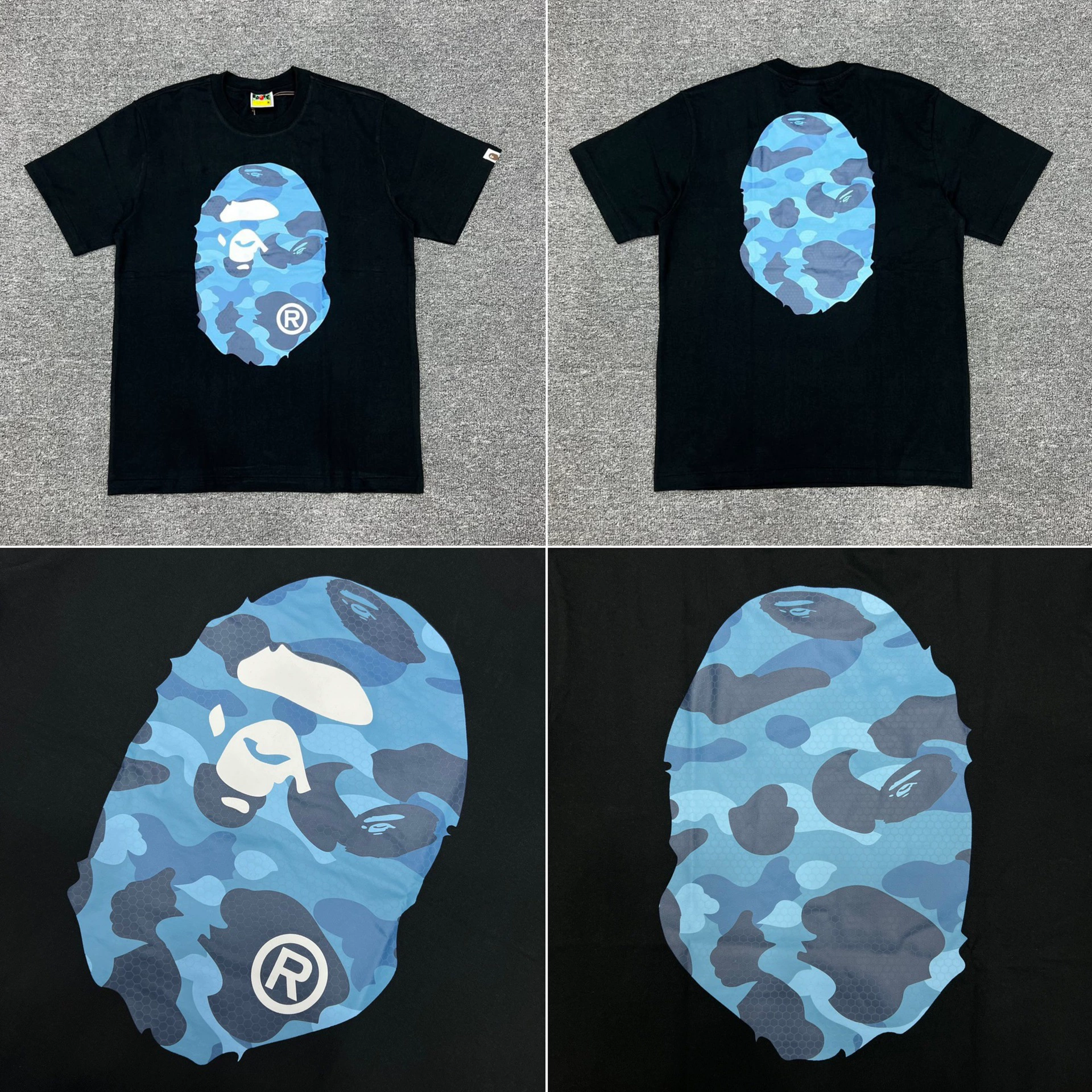 Стильный брендовый топ BAPE с половинными рукавами TEE для мужчин и женщин, камуфляж голова обезьяны, высокого уровня, свободный крой, короткий рукав