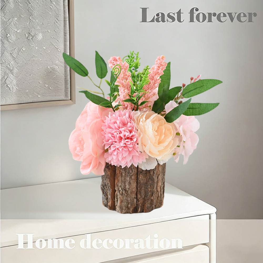 Día de San Valentín simulación de peonía bola crisântemo verde plantación en maceta muelle decorativa decoración de escritorio para el hogar Navidad transfronteriza