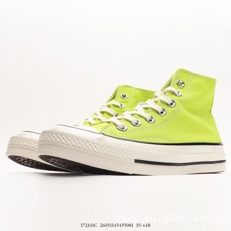 Converse 1970s high-top canvas shoes in fluorescent green and green apple green, unisex couple's retro vulcanized sneakers for students Converse 1970s high-top canvas shoes in fluorescent green and green apple green, unisex couple's retro vulcanized sneakers for students