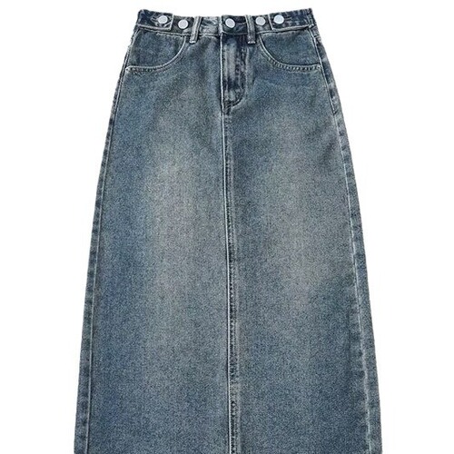 Vintage Straight Hem Wide-Leg Denim Skirt for Women - Spring and Autumn Season High-Waist Slimming Black A-Line Plus-Size Medium Dress