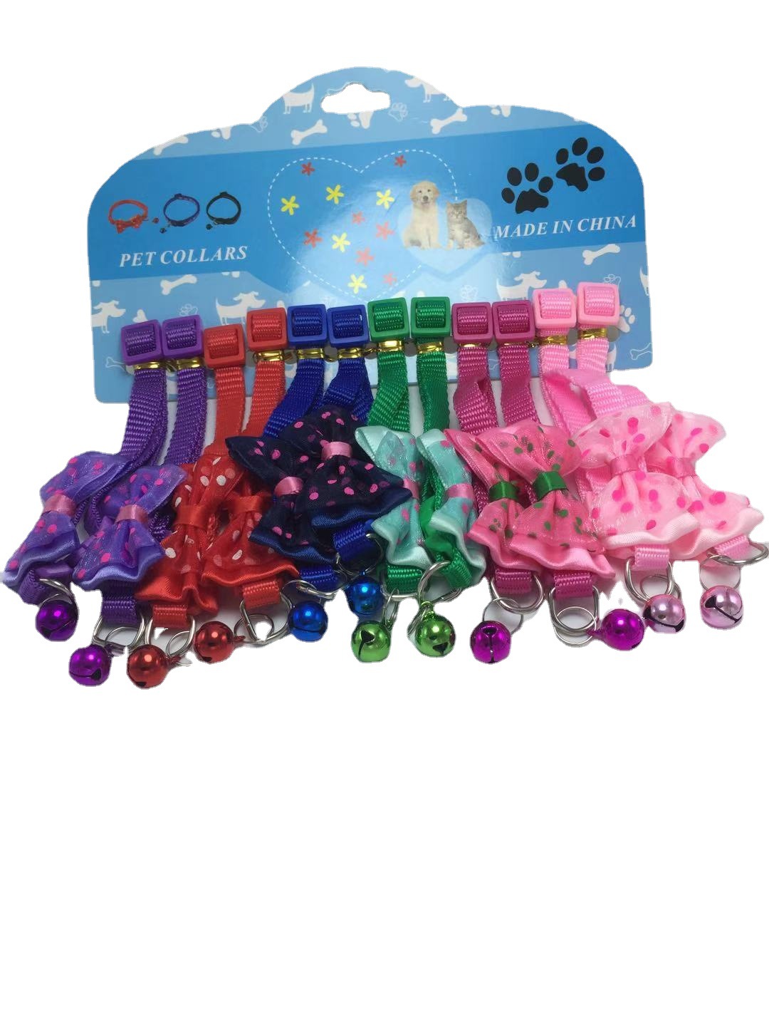 1.0 Collar de campana. Seis colores de moda mascota collar campana lindo cuello pequeño perro