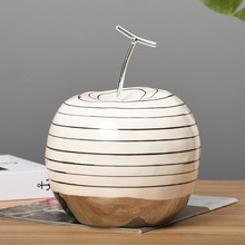 轻奢创意陶瓷苹果梨水果摆件客厅酒柜电视柜样板间装饰品茶几金色