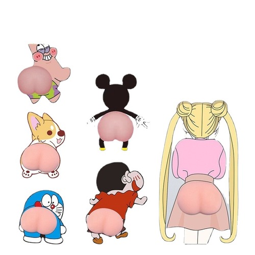 Cartoon butt pinch car door anti-collision sticker with the same cute Crayon Shin-chan Corgi butt scratch sticker