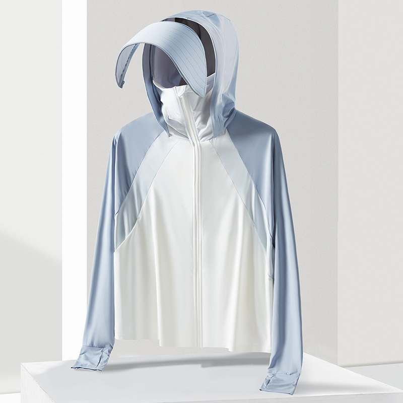 Ropa de protección solar ventilada desmontable gran gorra anti-UV delgada camiseta de protección solar de verano 1888