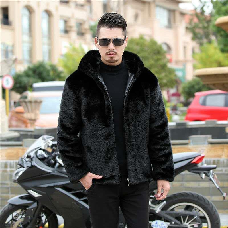 Wholesale Casual Imitation Mink Thickened Warm Men's Fur Coat Haining Leather Mink Velvet Coat Men's Winter Clothing