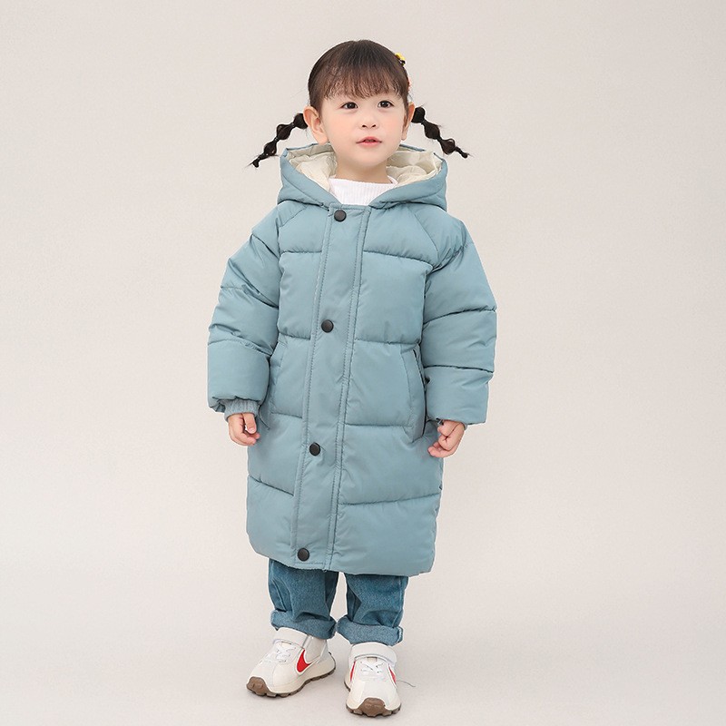 Herren- und Damenbekleidung für Kinder, daunenverdickte Baumwolljacke, mittlere Länge für Babys_voghion.com