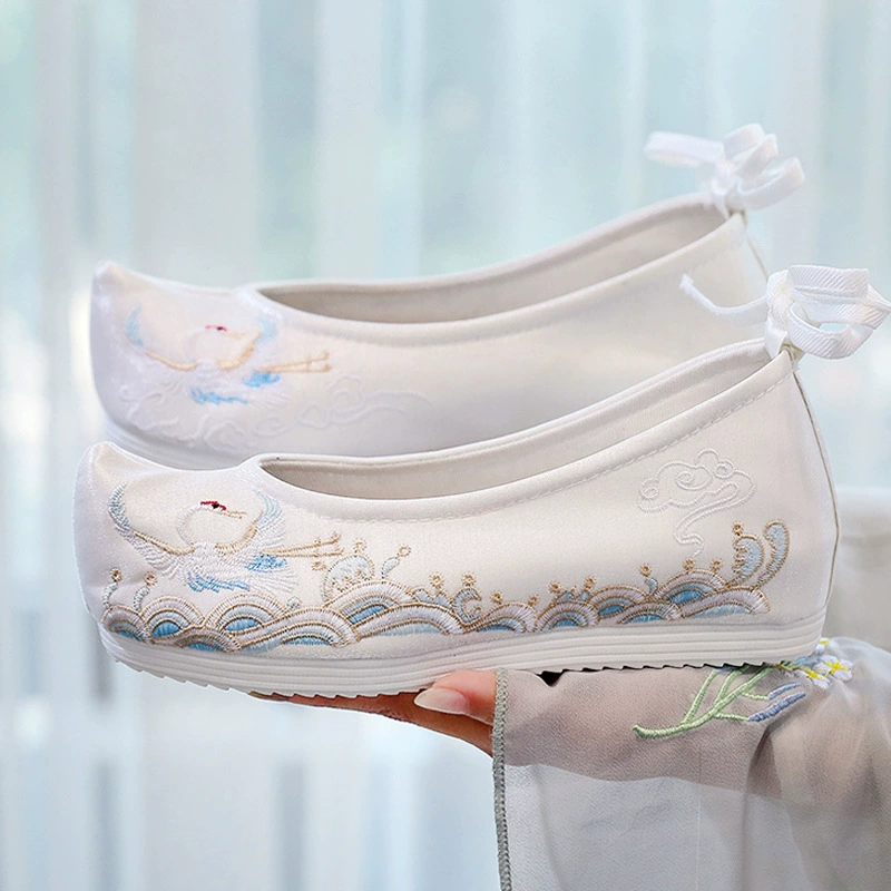 Hanfu обувь для девочек Весенний стиль вышитые туфли плоские туфли
