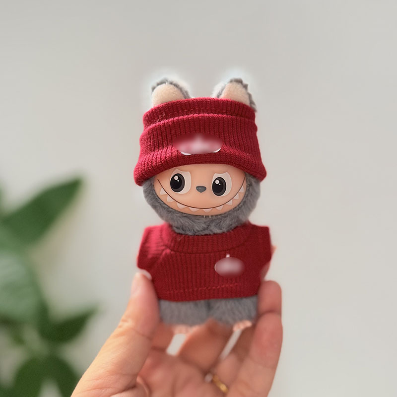迷你版4.0LABUBU搪胶脸毛绒盲盒玩偶衣服圣诞套装小鼻嘎心底密码|undefined