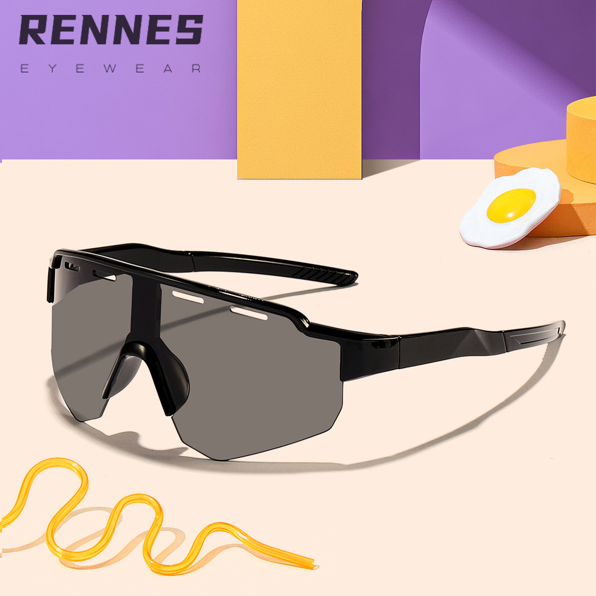 Nuevo estilo transfronterizo para niños, ciclismo al aire libre, gafas deportivas a prueba de viento y geniales, gafas de sol anti-ultravioleta de montura grande para niños y niñas