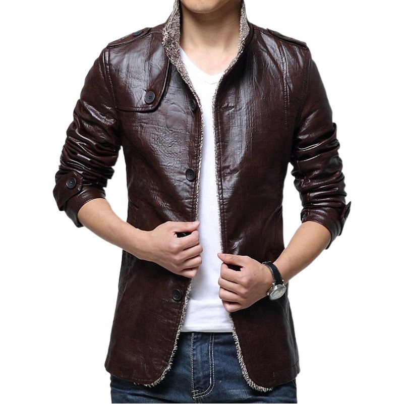 Spot cross-border large size leather men's coat autumn and winter lapel fur jacket dad leather jacket 7XL8XL