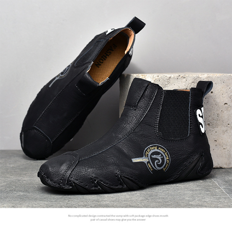 Toamna și iarna, cizme Martin înalte pentru bărbați, mărime mare, din piele de vacă autentică, din bumbac, calde, pentru toamnă și iarnă_voghion.com