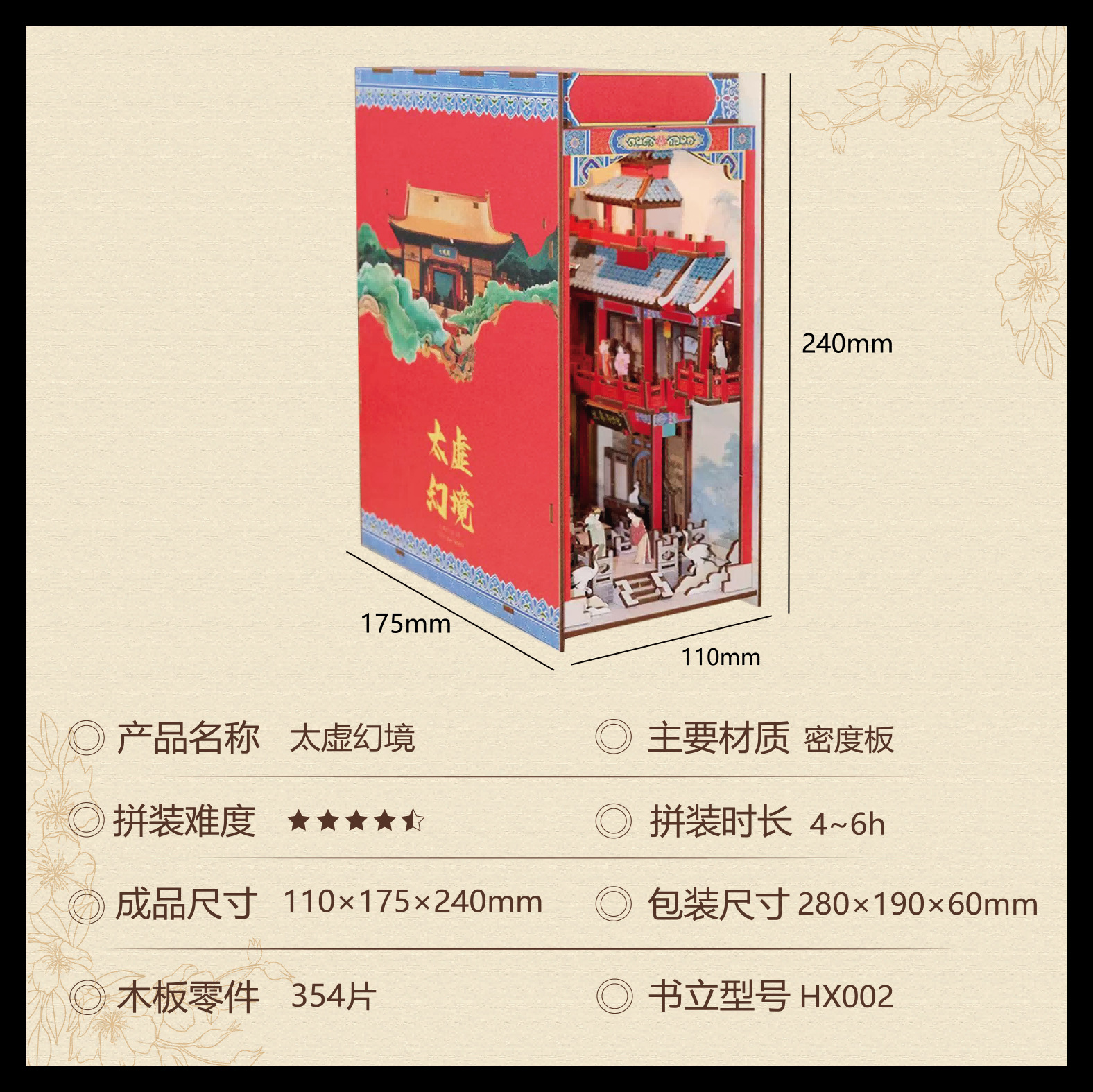 Casa Mágica Emergente de Madera DIY de Alicia en el País de las Maravillas, Rompecabezas de Bloques de Construcción, Modelo de Ensamblaje, Juguete Decorativo