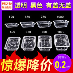 長方形の弁当箱の業務用750の包装箱の使い捨てのプラスチックの透明な500mlのファーストフードの弁当箱の販売箱は蓋があります。