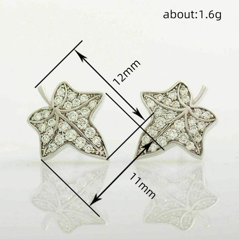 1 Pair Simple Style Maple Leaf Plating Inlay Copper Zircon Ear Studs display picture 1