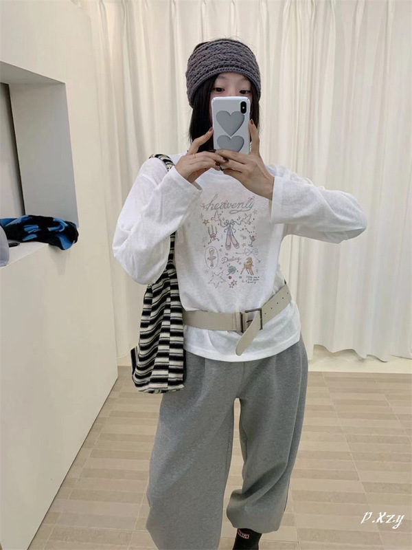 013秋季2025新款慵懒风松弛感宽松上衣早秋薄棉长袖打底衫女士T恤|undefined