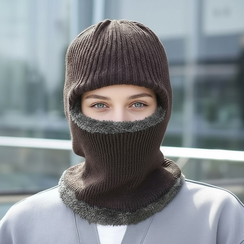 Men's Face Revealing Winter Warmth Fleece Thick Cap Windproof Coldproof Outdoor Cycling Ear Cover Bandit Hat