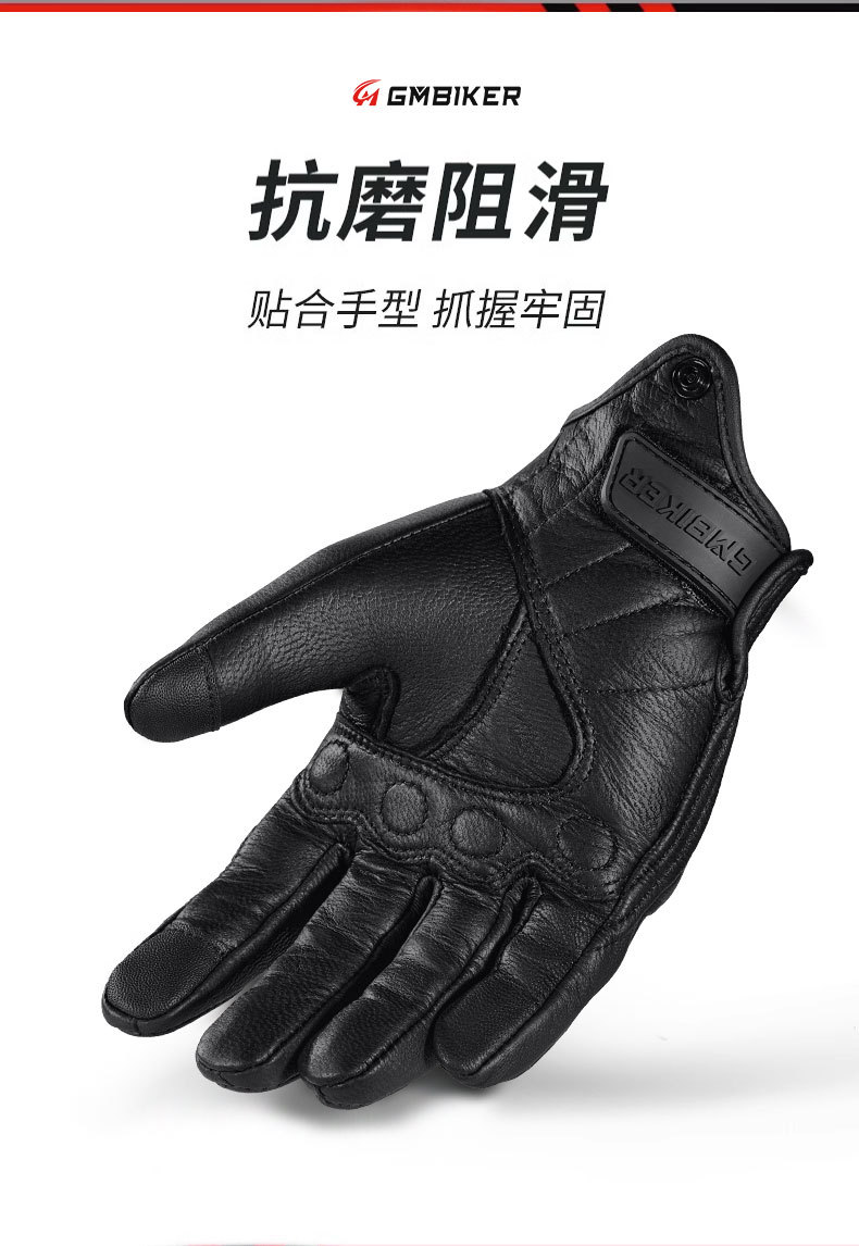 Motorcycle Sheepskin Gloves Retro Biker Riding Half Finger Four Seasons Summer Windproof Breathable Drop Protection