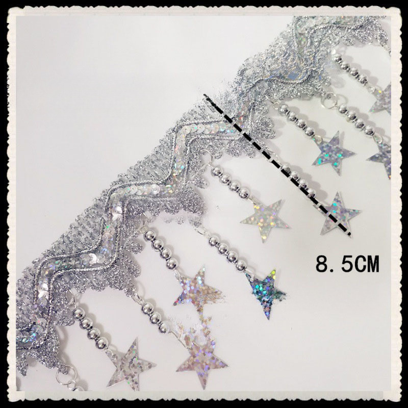 (2개) 의류 액세서리 웨이브 술 레이스 시퀀스 다섯개 별 레이저 구슬 수제 리본 무대