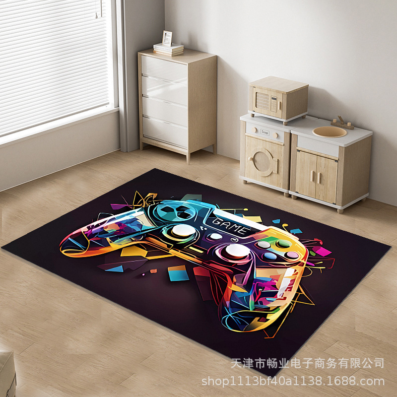 Amazon Cross-border spot consola de juegos alfombra videojuego mango alfombra de piso dormitorio de dibujos animados alfombra para niños se puede enviar