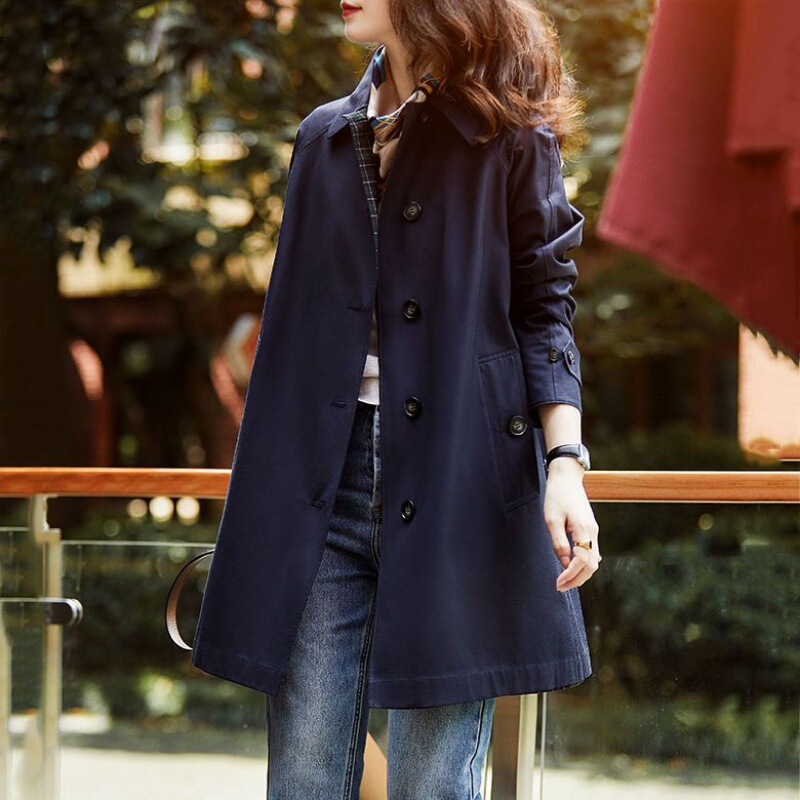 Women's Mid-Length Trench Coat 2026 Autumn Style for Petite Figures, Casual High-End Elegant Ladies' Coat for Early Autumn