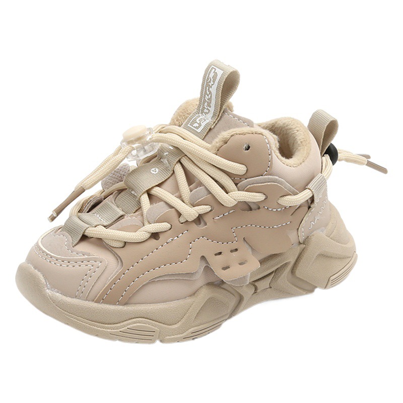 2025 Primavera, otoño e invierno, zapatos deportivos de malla para niños, zapatos impermeables de cuero para papá, zapatos casuales cálidos de algodón para niños y niñas