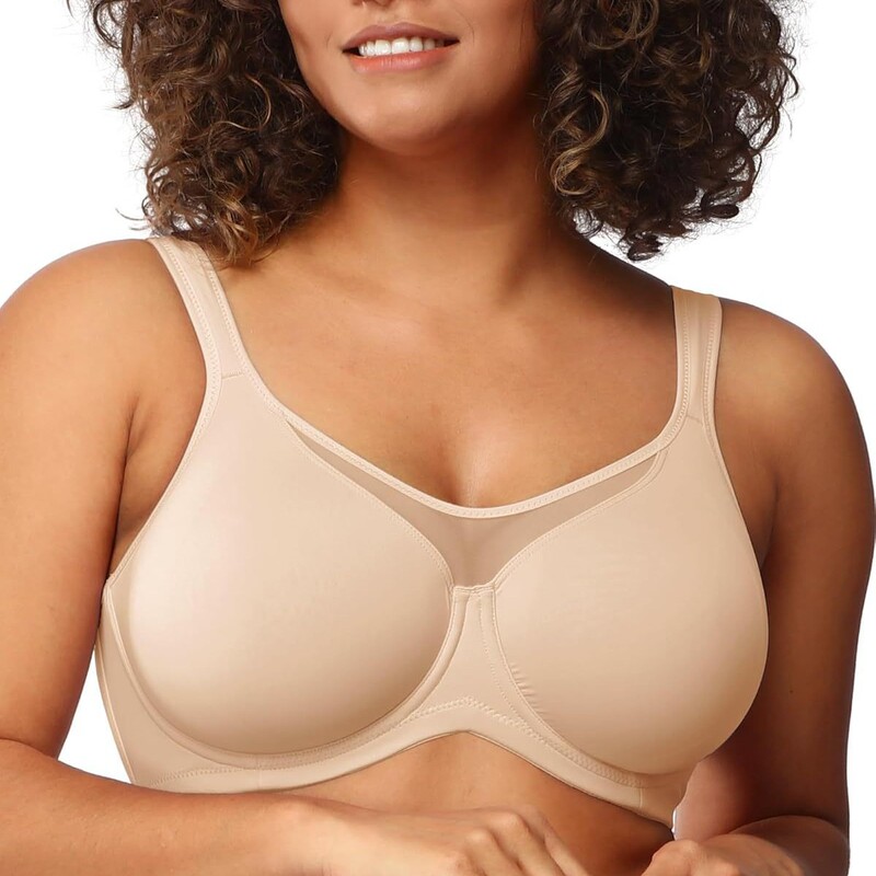 Hsia Women's Plus Size Reducing Bra, Full Coverage Cool Plaid T-Shirt Unlined Bra with Steel Ring, Hsia Women's Plus Size Reducing Bra, Full Coverage Cool Plaid T-Shirt Unlined Bra with Steel Ring,