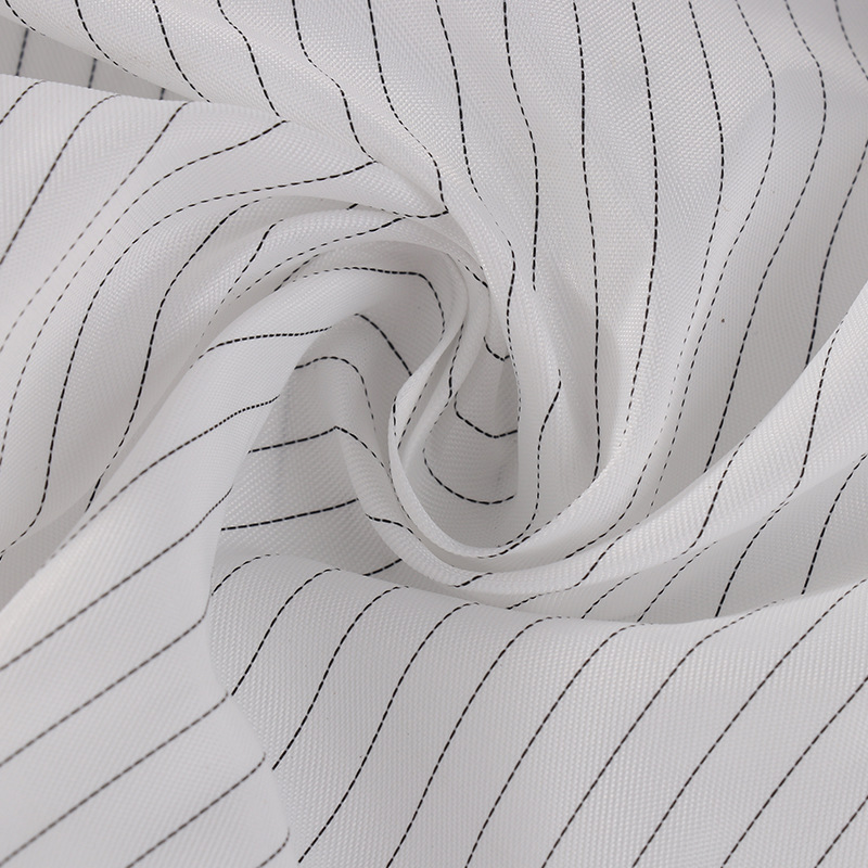 防静电半导导电布胚布 0.5斜纹直条防静电防护服面料现货批发