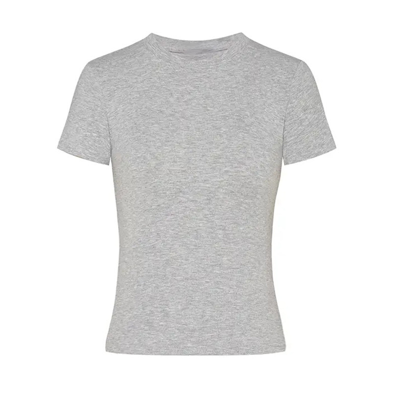 2026 camiseta de hombro de verano blanca de manga corta de mujer delgada camiseta de base corta de verano nuevo cuello redondo image 9