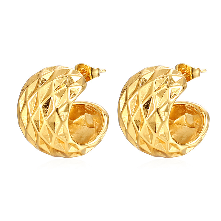 INS pendientes de semicírculo de acero inoxidable retro de alto grado de moda simple de las mujeres de 18 quilates pendientes de moda galvanizados que preservan el color