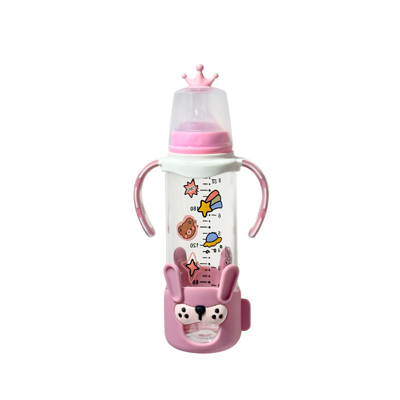 Biberón de Vidrio para Bebé 125ml 240ml con Mango Resistente a Caídas