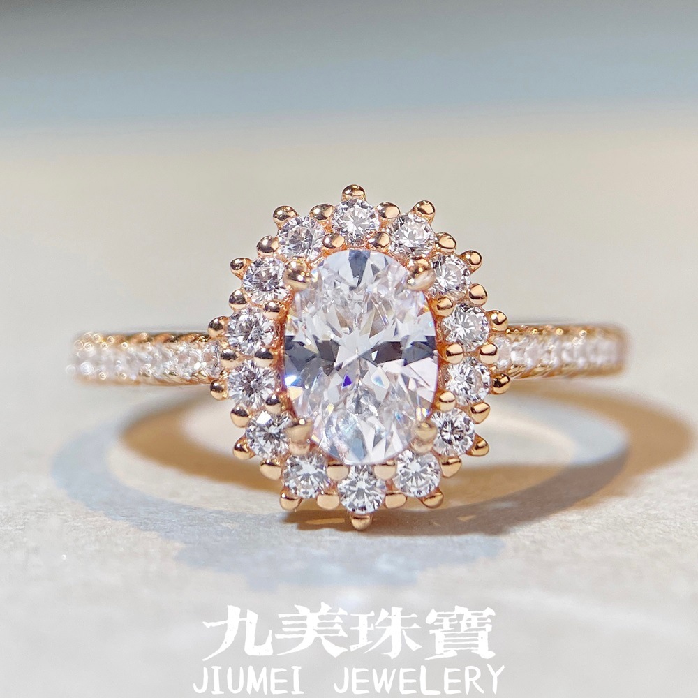 18K Gold Pigeon Egg Ring Women's 925 Silver Zircon Ring Women's Wedding Ring Diamond Ring Show Temperament Cross-border Hot Sale