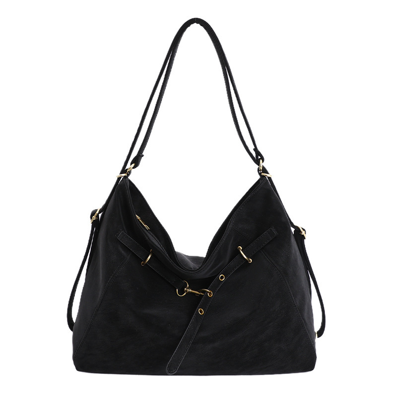 Suede Effect Contrast Trim Zip Shoulder Hobo Bag 8