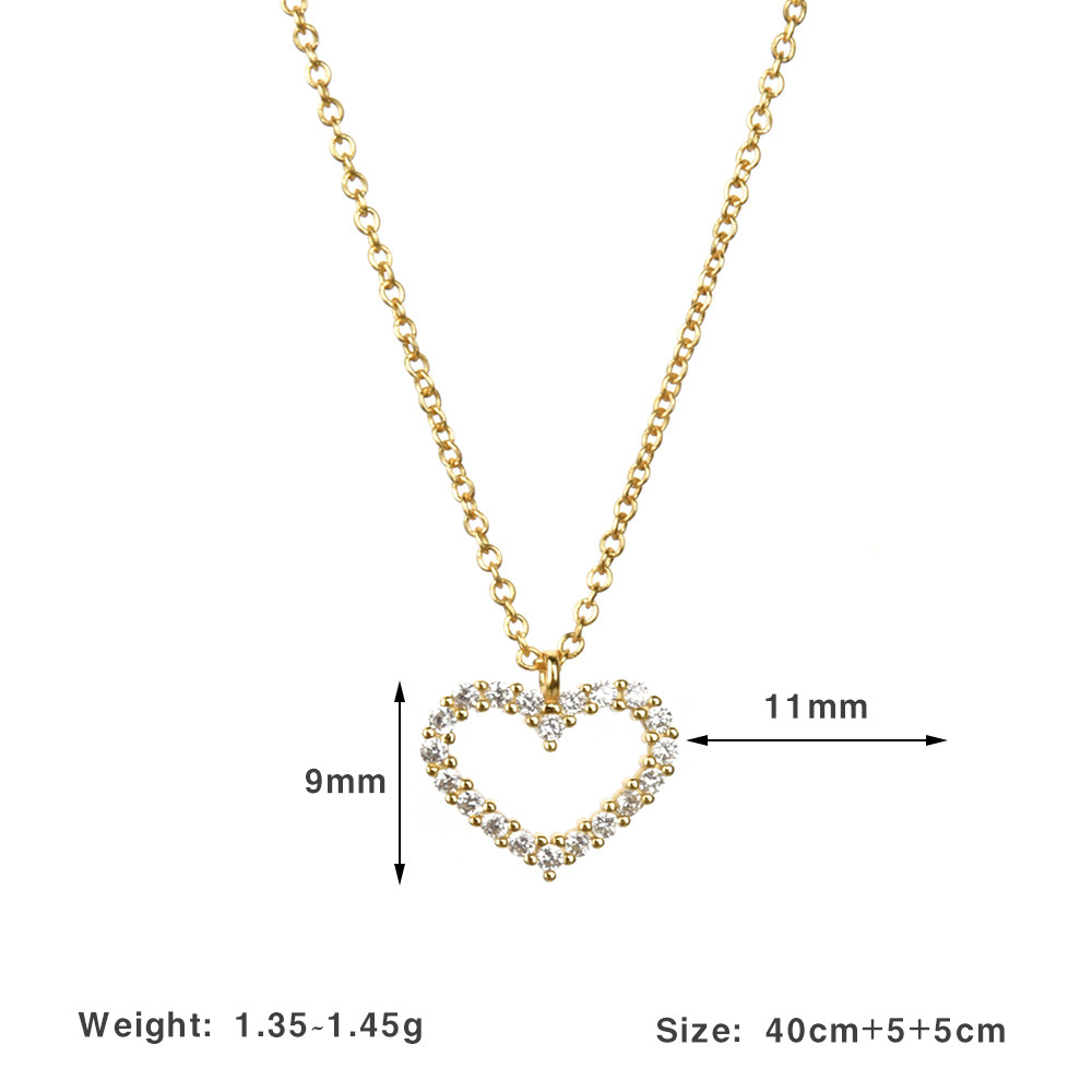 3g Weight Zircon Inlay Material 925 Sterling Silver Zircon Heart Shape Pendant Necklace